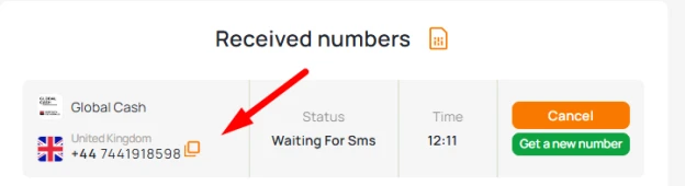 Use a Temporary Number for Global Cash